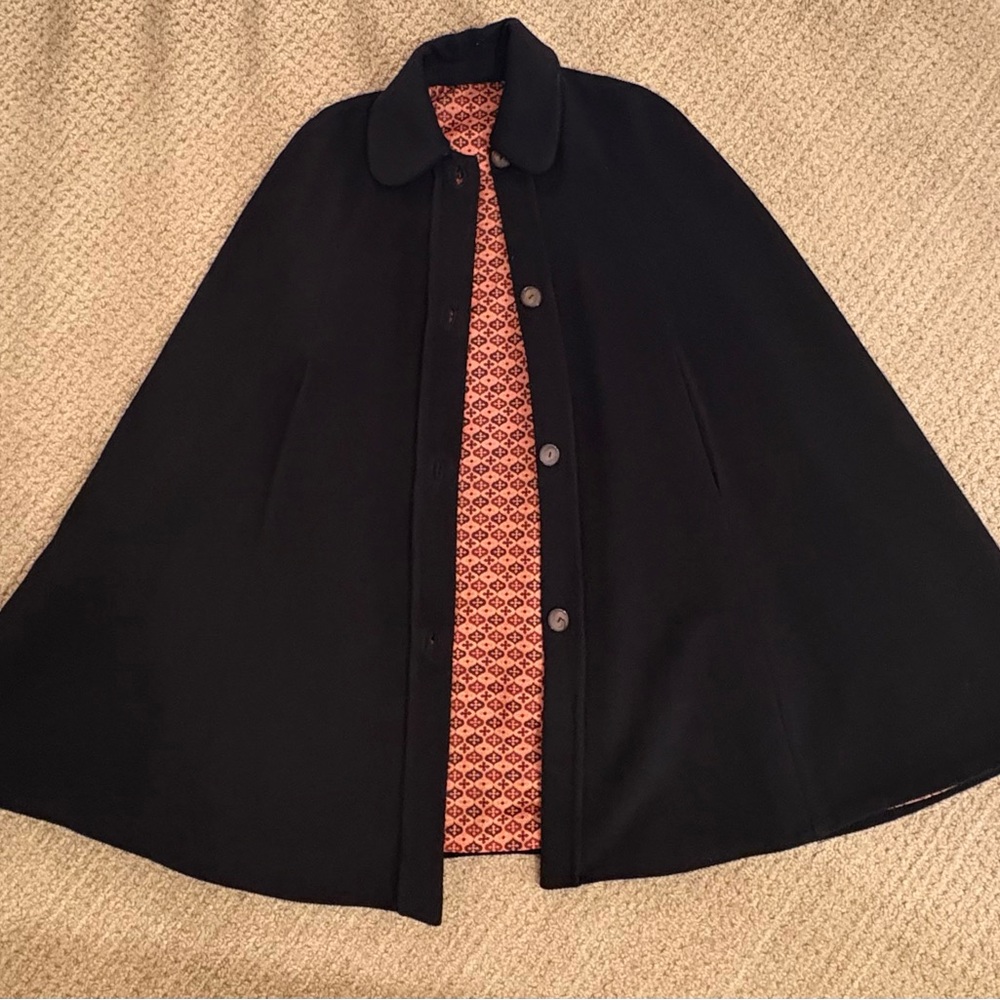 Black Cape with Patterned Lining